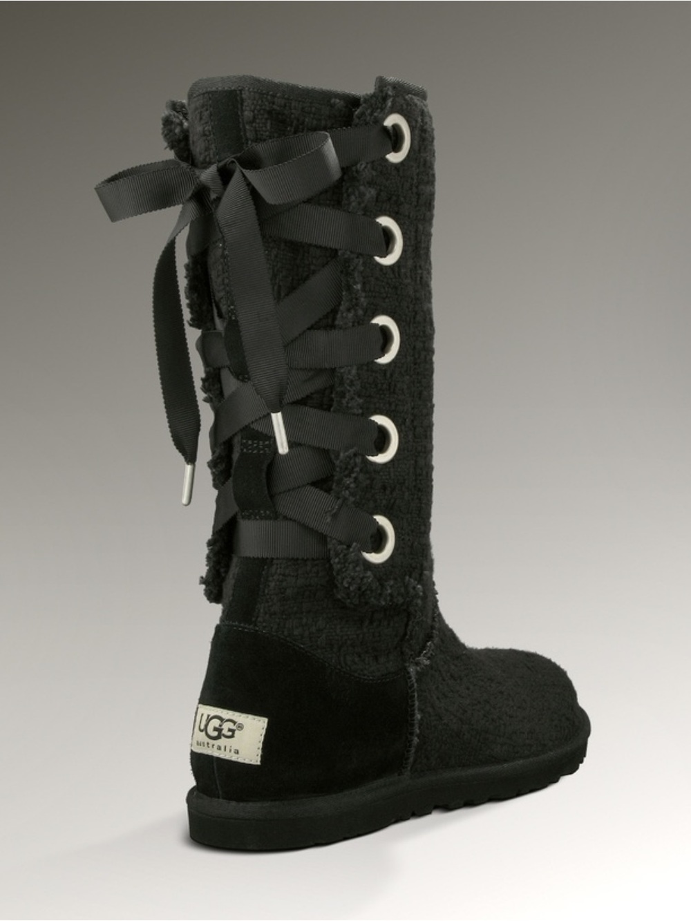 UGG Women's Black Adjustable Lace Up Winter Boots